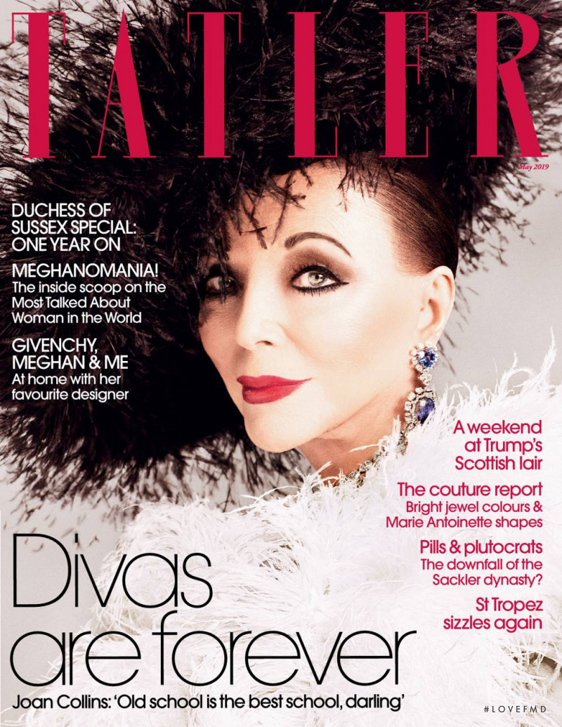 Dame Joan Collins featured on the Tatler UK cover from May 2019