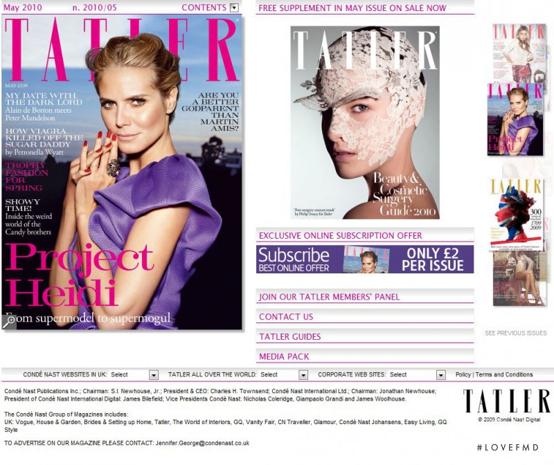  featured on the Tatler.co.uk screen from April 2010