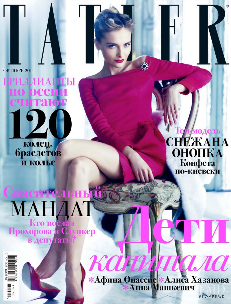 Snejana Onopka featured on the Tatler Russia cover from October 2011