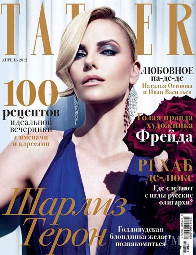 Charlize Theron featured on the Tatler Russia cover from April 2012