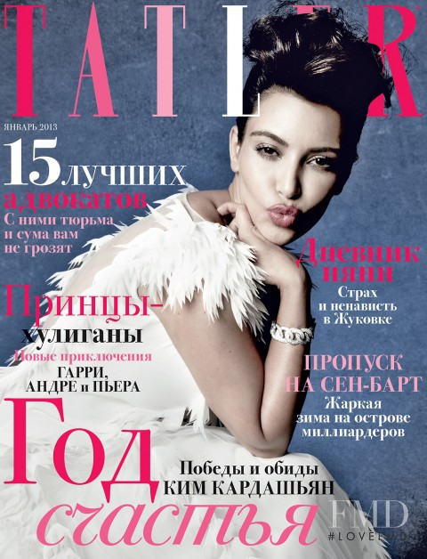 Kim Kardashian featured on the Tatler Russia cover from January 2013