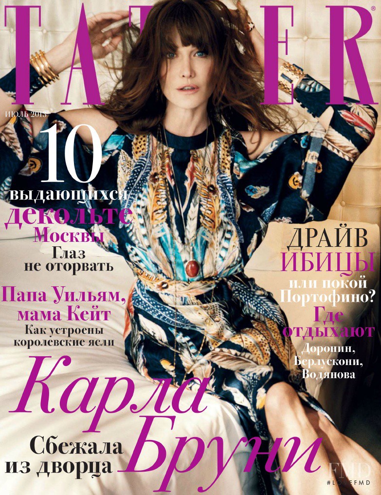 Carla Bruni featured on the Tatler Russia cover from July 2013