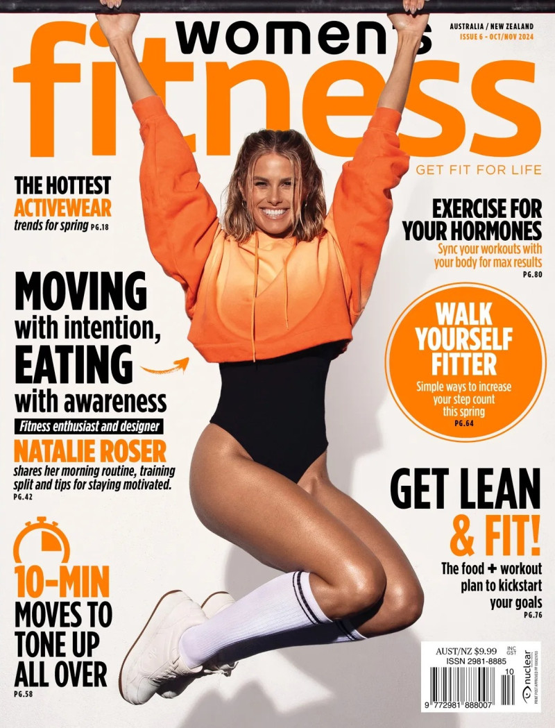 Natalie Jayne Roser featured on the Women\'s Fitness Australia cover from October 2024