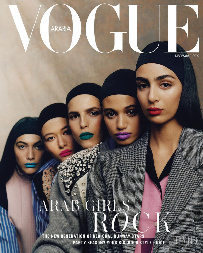 Hayett McCarthy, Nora Attal, Malika El Maslouhi, Leyla Karim Greiss, Nour Rizk featured on the Vogue Arabia cover from December 2019