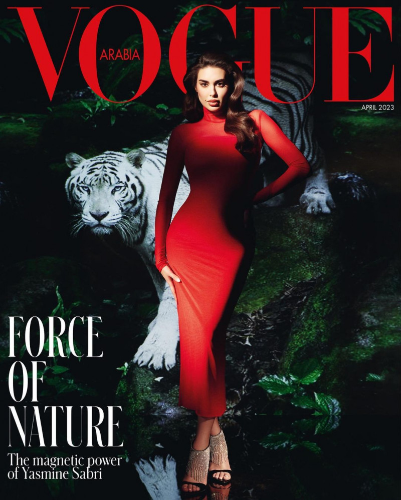 Yasmine Sabri featured on the Vogue Arabia cover from April 2023