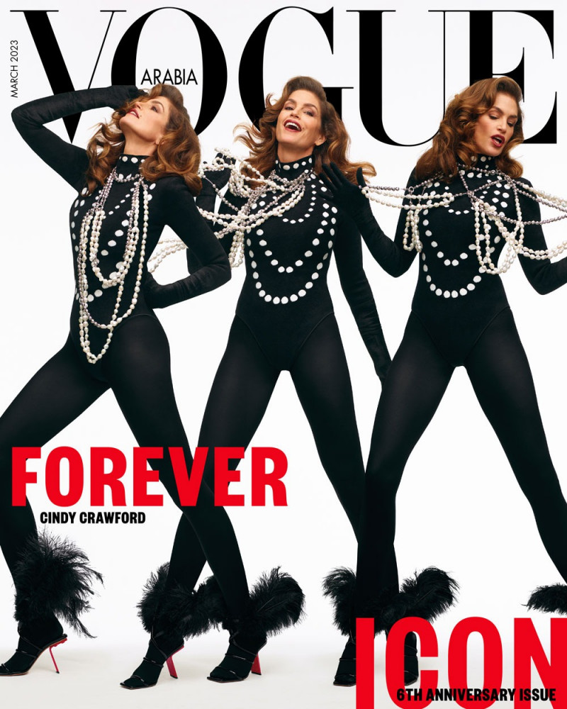 Cindy Crawford featured on the Vogue Arabia cover from March 2023