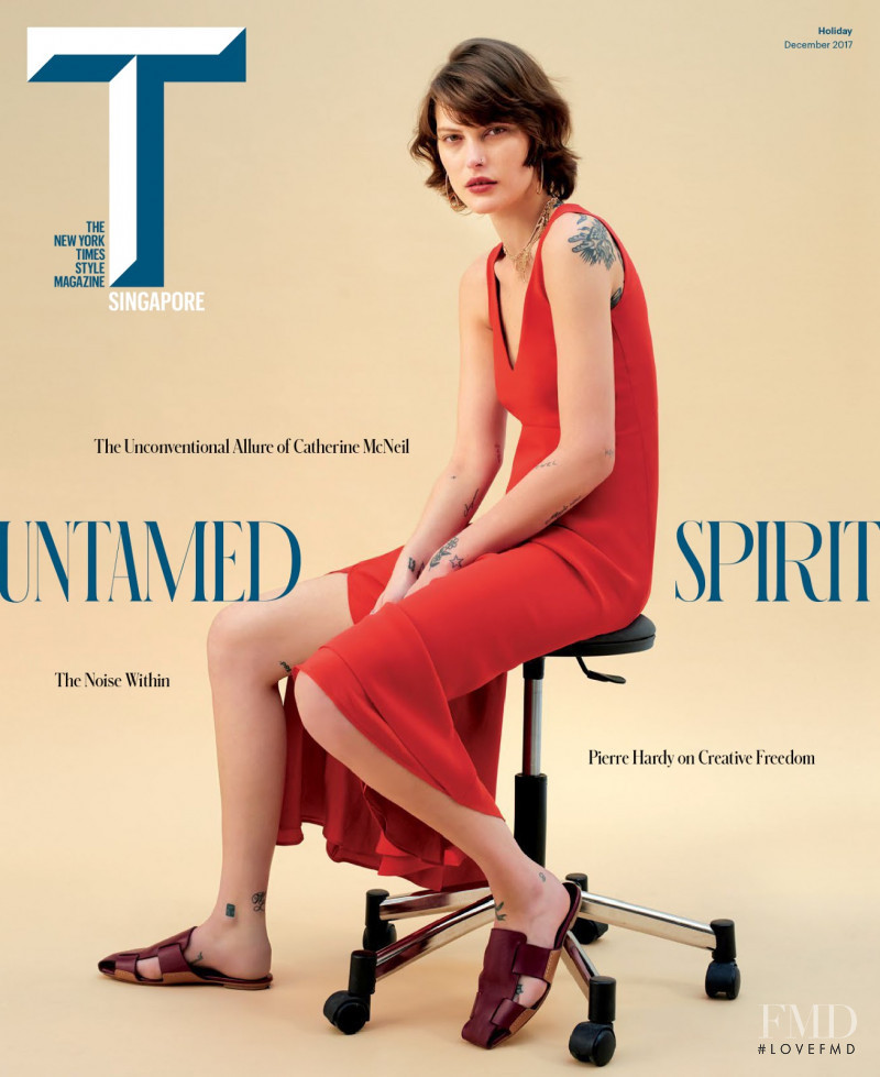 Catherine McNeil featured on the T Style Singapore cover from December 2017