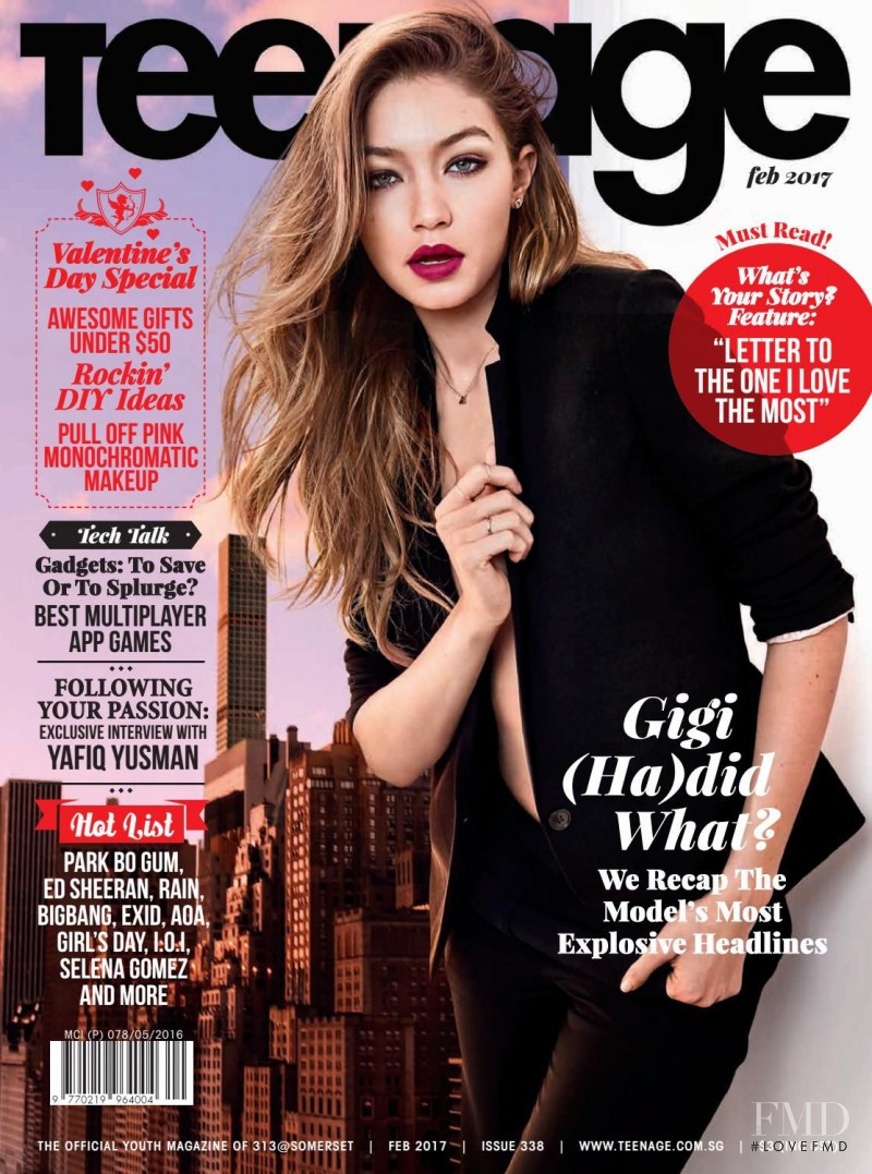 Gigi Hadid featured on the Teenage cover from February 2017