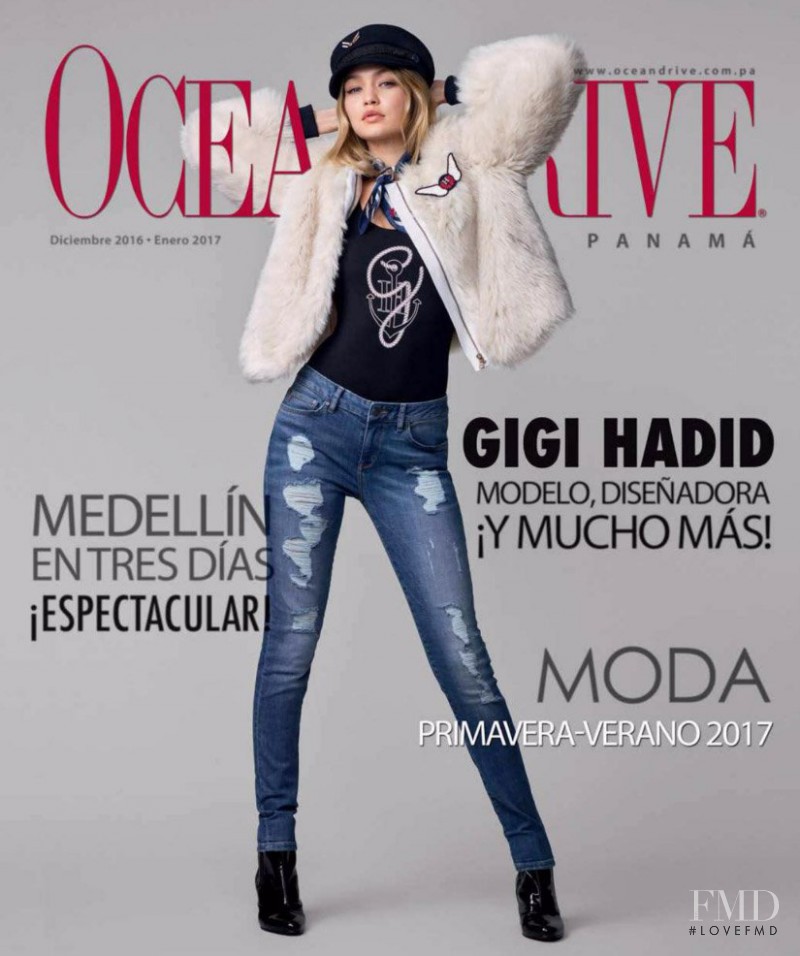 Gigi Hadid featured on the Ocean Drive Panama cover from December 2016