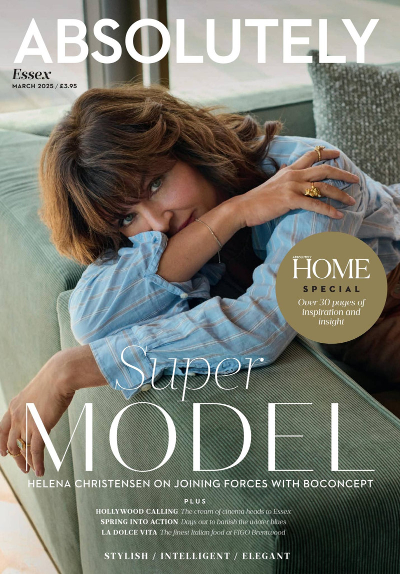Helena Christensen featured on the Absolutely cover from March 2025
