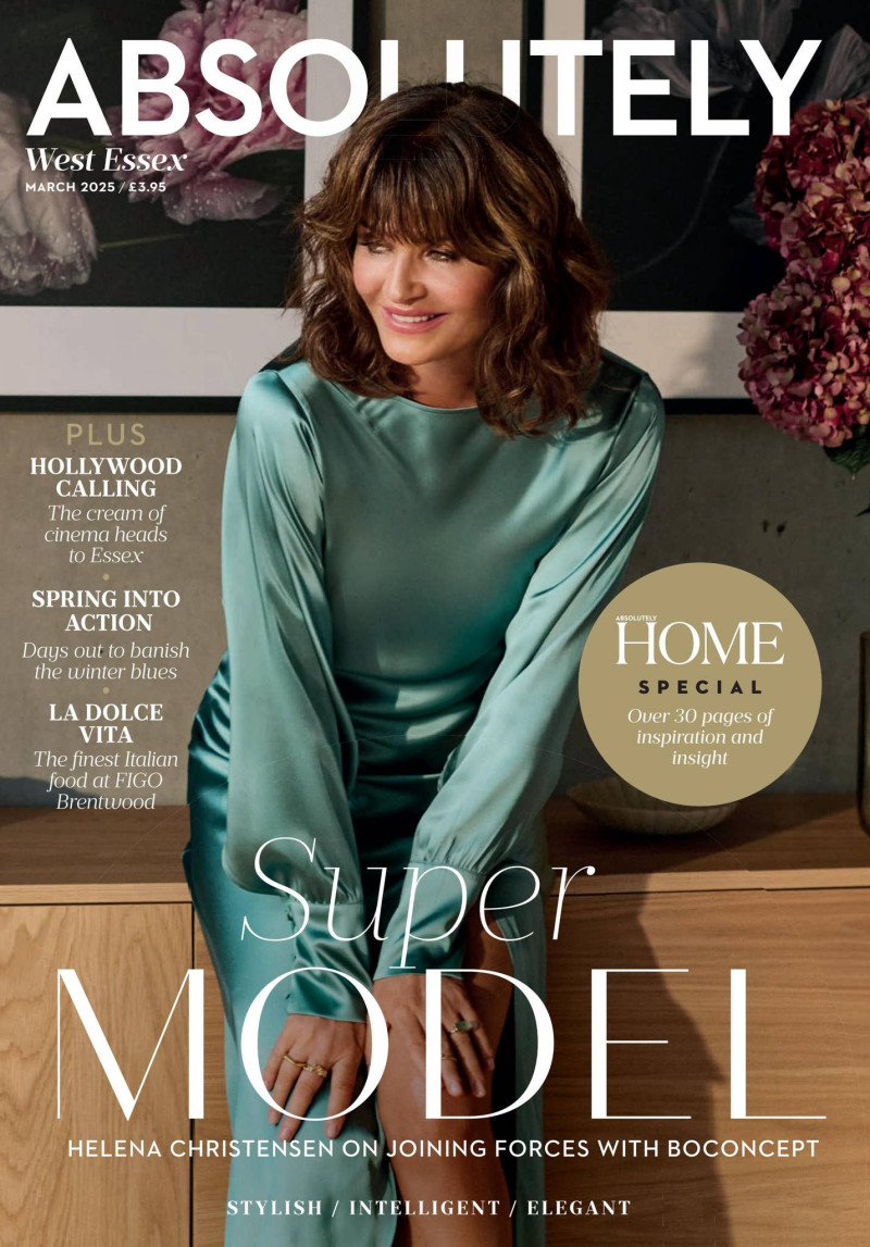 Helena Christensen featured on the Absolutely cover from March 2025
