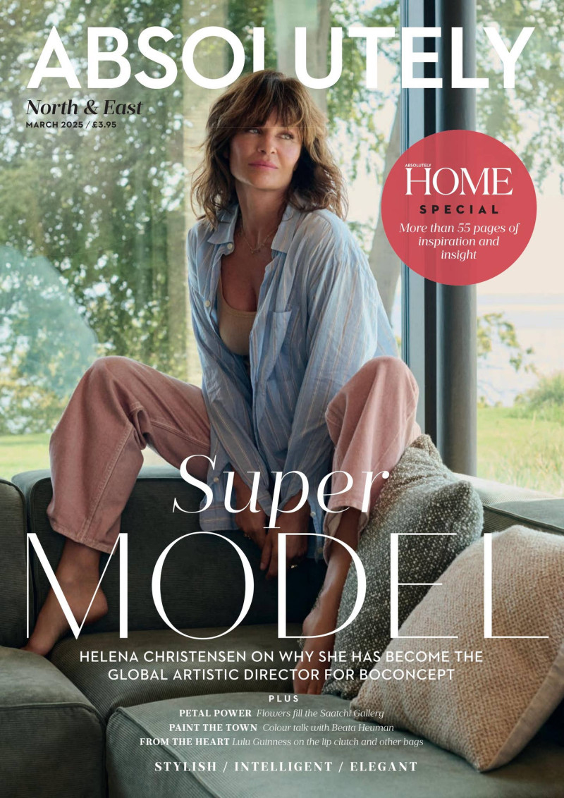 Helena Christensen featured on the Absolutely cover from March 2025