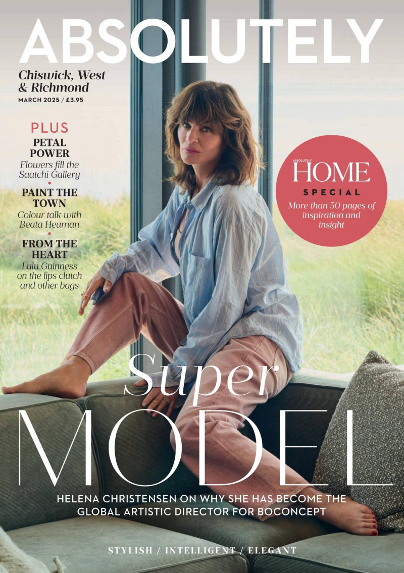 Helena Christensen featured on the Absolutely cover from March 2025