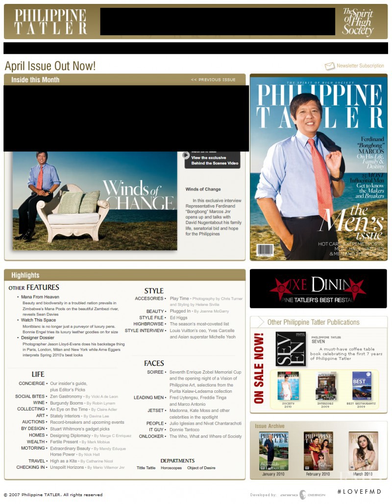  featured on the PhilTatler.com screen from April 2010