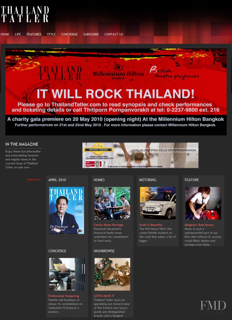  featured on the ThailandTatler.com screen from April 2010