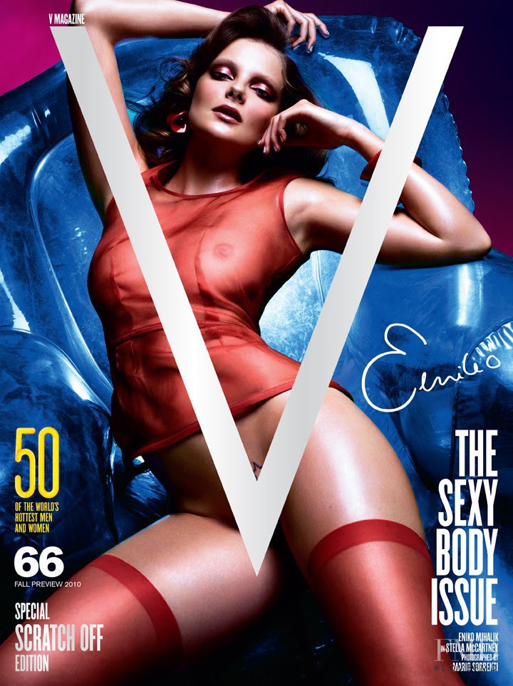 Eniko Mihalik featured on the V Magazine cover from August 2010