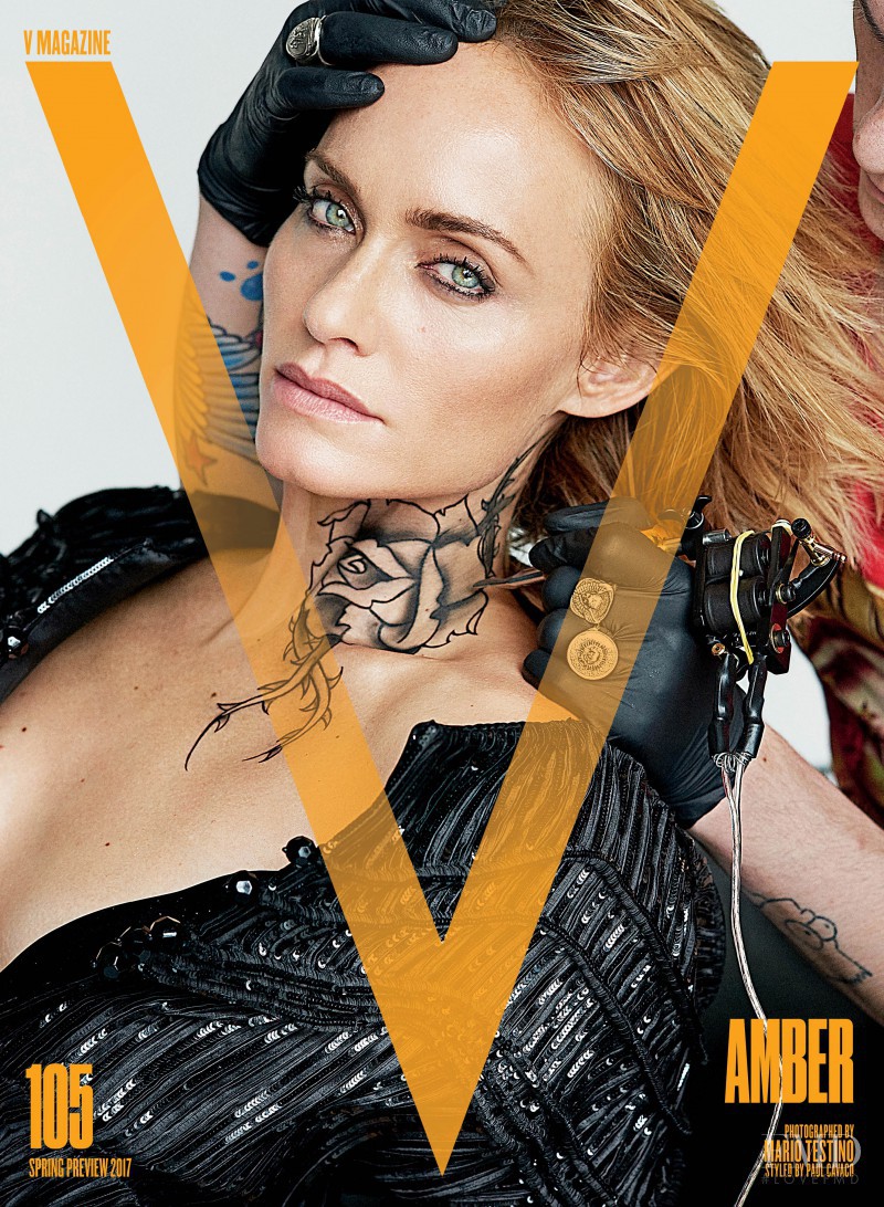 Amber Valletta featured on the V Magazine cover from January 2017