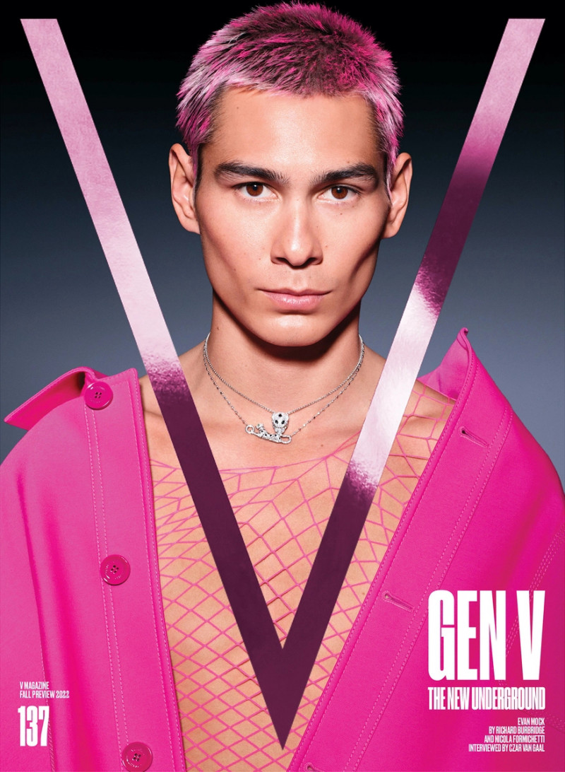 Evan Mock featured on the V Magazine cover from July 2022