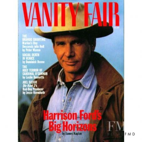 Harrison Ford featured on the Vanity Fair USA cover from August 1990
