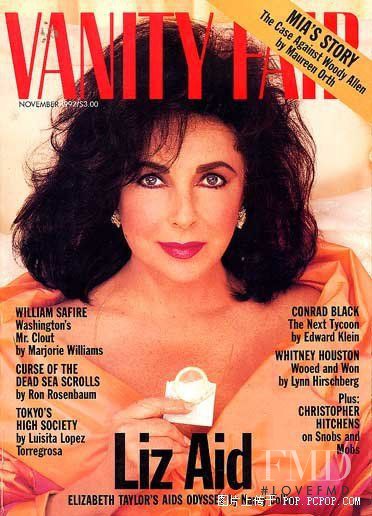 Elizabeth Taylor featured on the Vanity Fair USA cover from November 1992