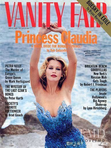 Claudia Schiffer featured on the Vanity Fair USA cover from January 1993