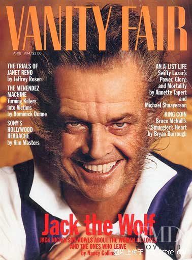 Jack Nicholson featured on the Vanity Fair USA cover from April 1994
