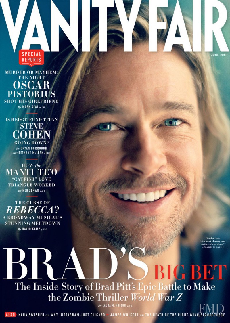 Brad Pitt featured on the Vanity Fair USA cover from June 2013