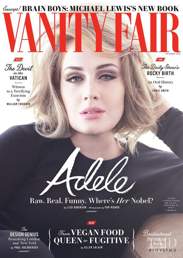 Adele featured on the Vanity Fair USA cover from December 2016