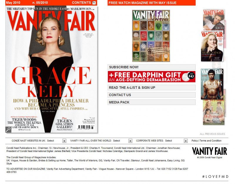  featured on the VanityFair.co.uk screen from April 2010