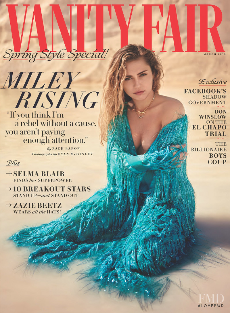 Miley Cyrus featured on the Vanity Fair UK cover from March 2019