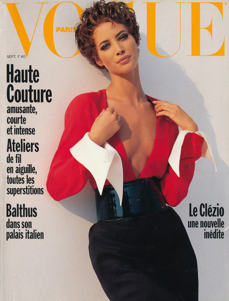 Christy Turlington featured on the Vogue France cover from September 1990