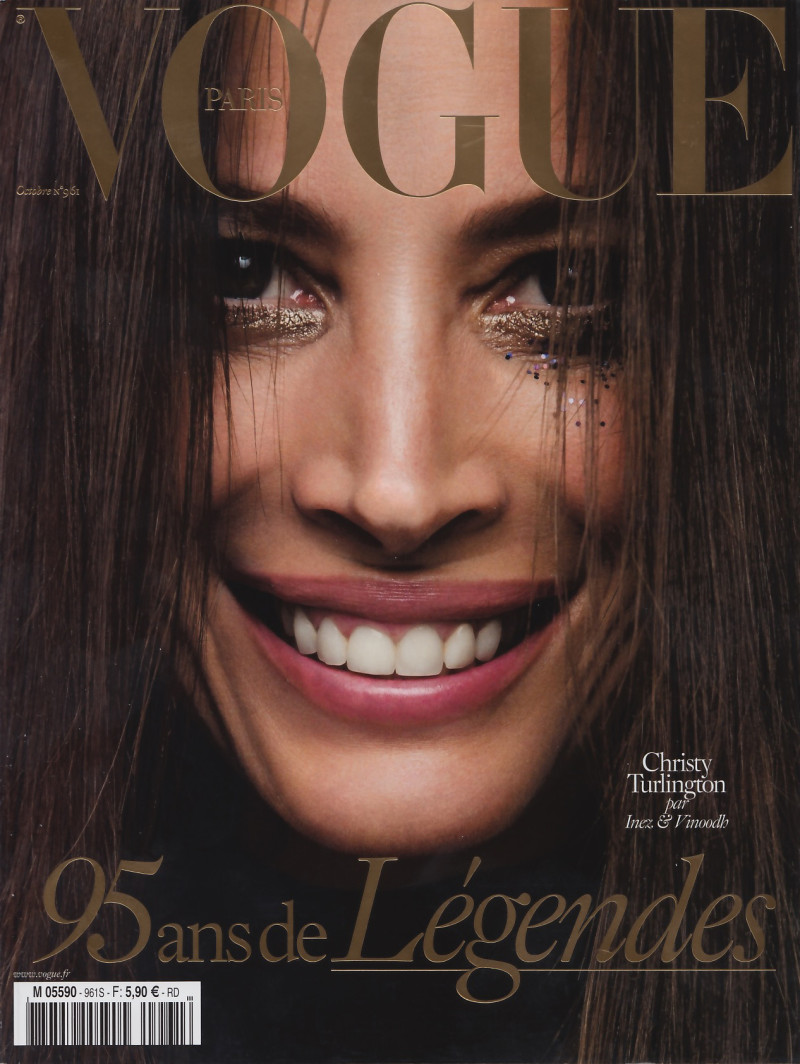 Christy Turlington featured on the Vogue France cover from October 2015