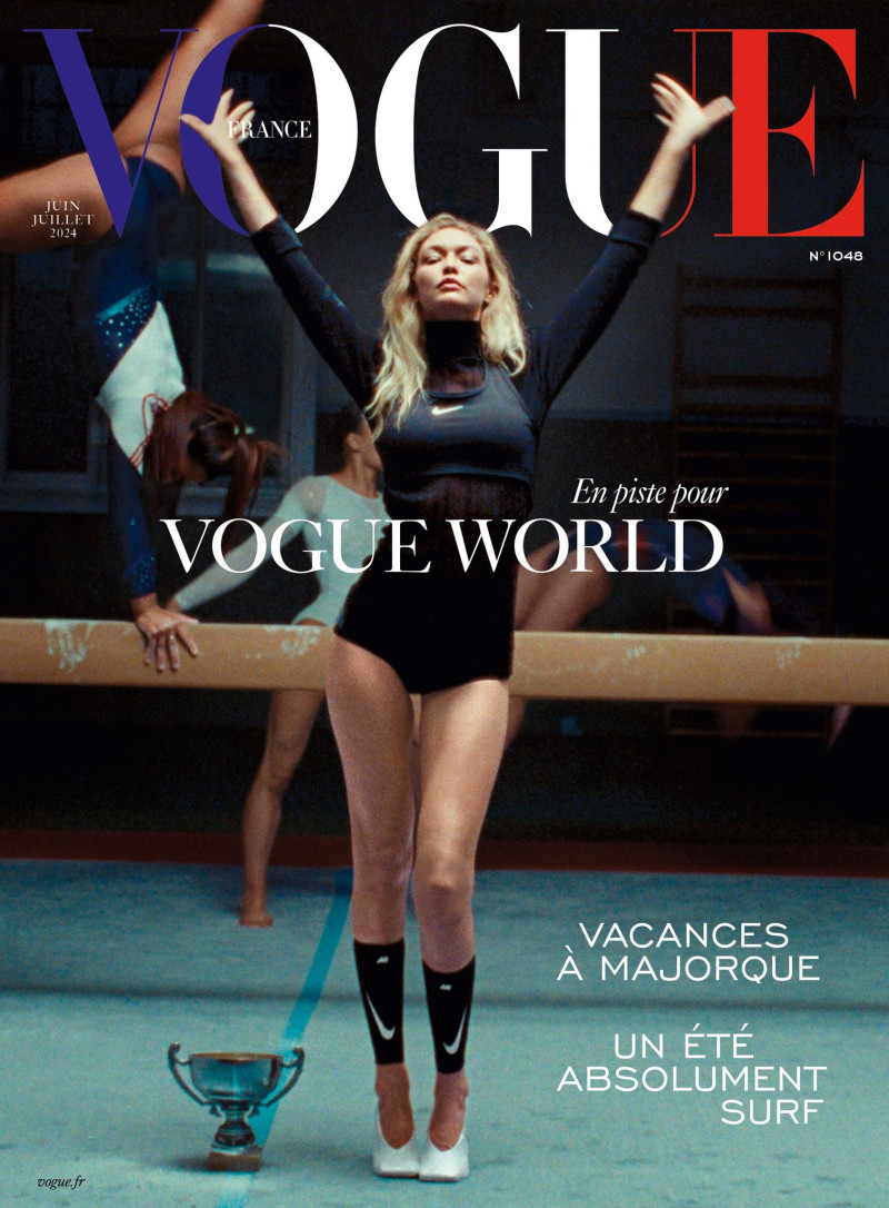 Gigi Hadid featured on the Vogue France cover from June 2024