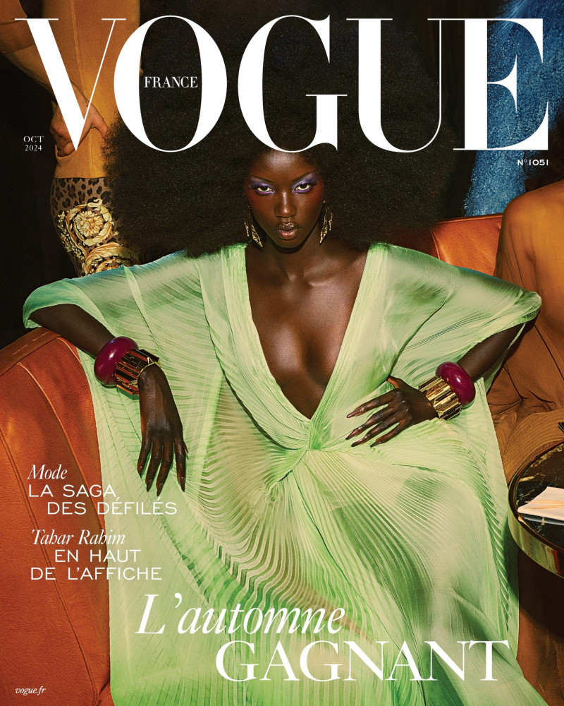 Anok Yai featured on the Vogue France cover from October 2024