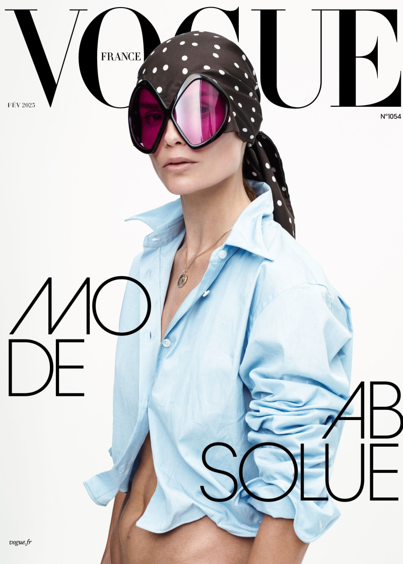 Natasha Poly featured on the Vogue France cover from February 2025