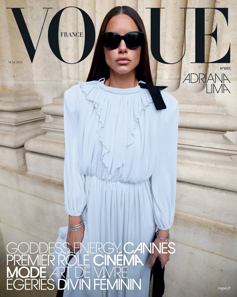 Adriana Lima featured on the Vogue France cover from May 2025