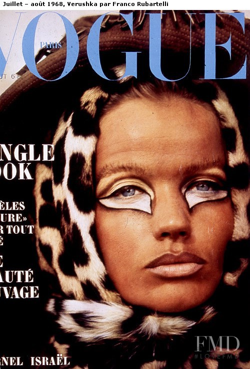 Verushka featured on the Vogue France cover from July 1968