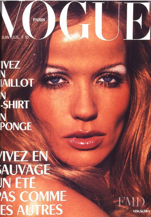 Verushka featured on the Vogue France cover from June 1973