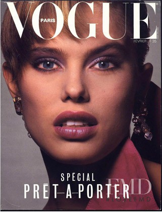 Renée Simonsen featured on the Vogue France cover from February 1984