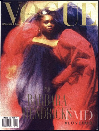Barbara Hendricks featured on the Vogue France cover from December 1987