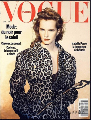 Isabelle Pasco featured on the Vogue France cover from April 1989