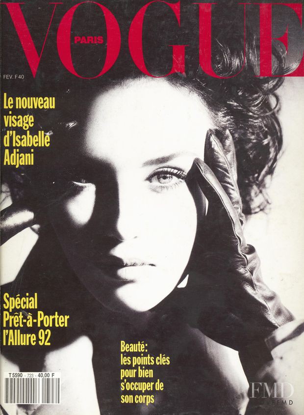 Isabelle Adjani featured on the Vogue France cover from February 1992