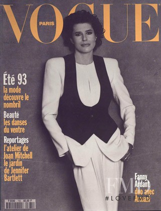Fanny Ardant featured on the Vogue France cover from April 1993