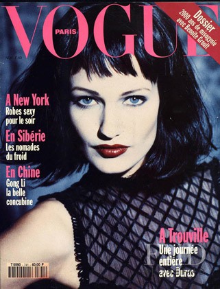 Karen Mulder featured on the Vogue France cover from November 1993