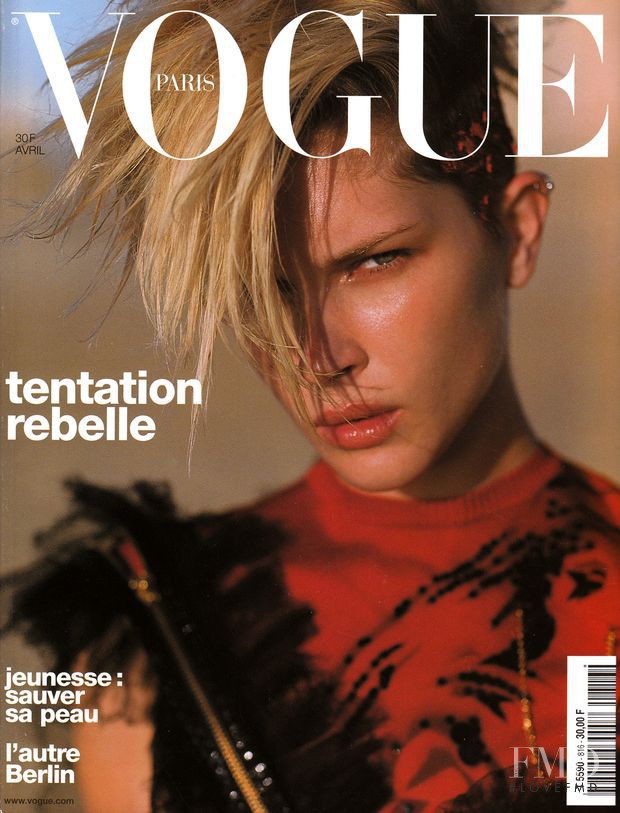 Erin Wasson featured on the Vogue France cover from April 2001
