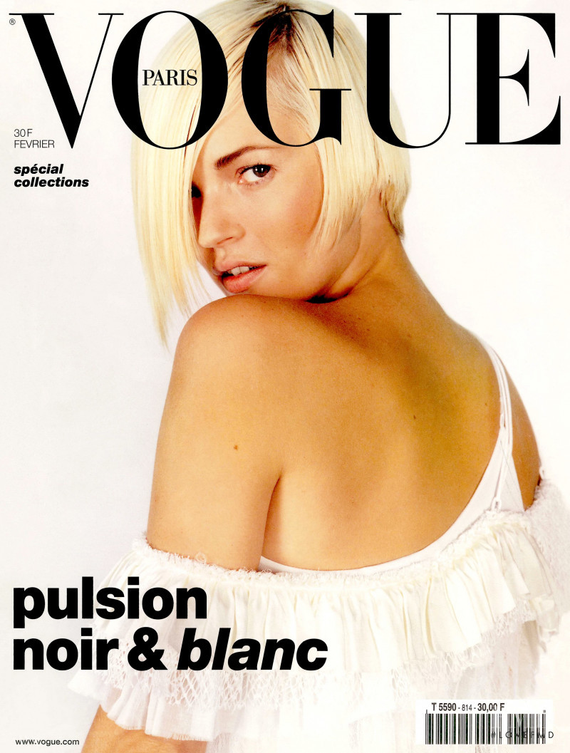Kate Moss featured on the Vogue France cover from February 2001