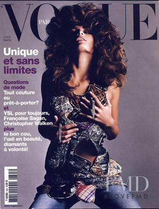 Isabeli Fontana featured on the Vogue France cover from March 2002