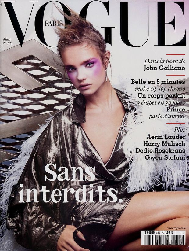 Natalia Vodianova featured on the Vogue France cover from March 2003