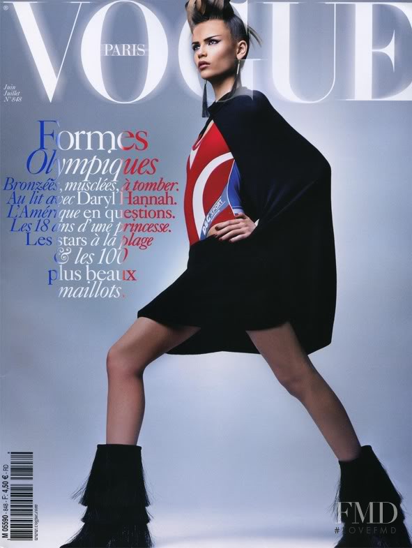 Natasha Poly featured on the Vogue France cover from June 2004