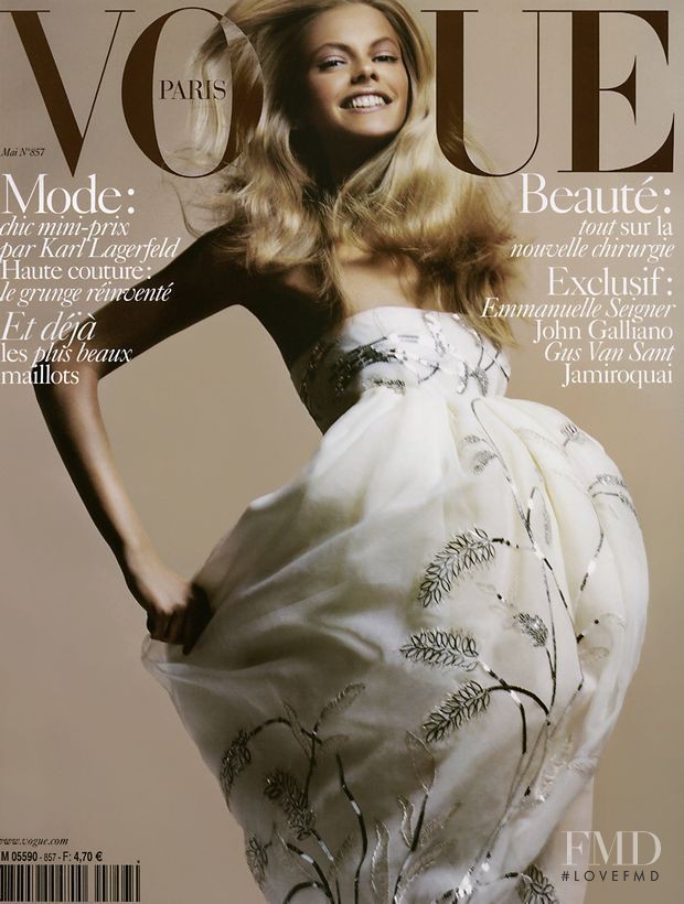 Julia Stegner featured on the Vogue France cover from May 2005